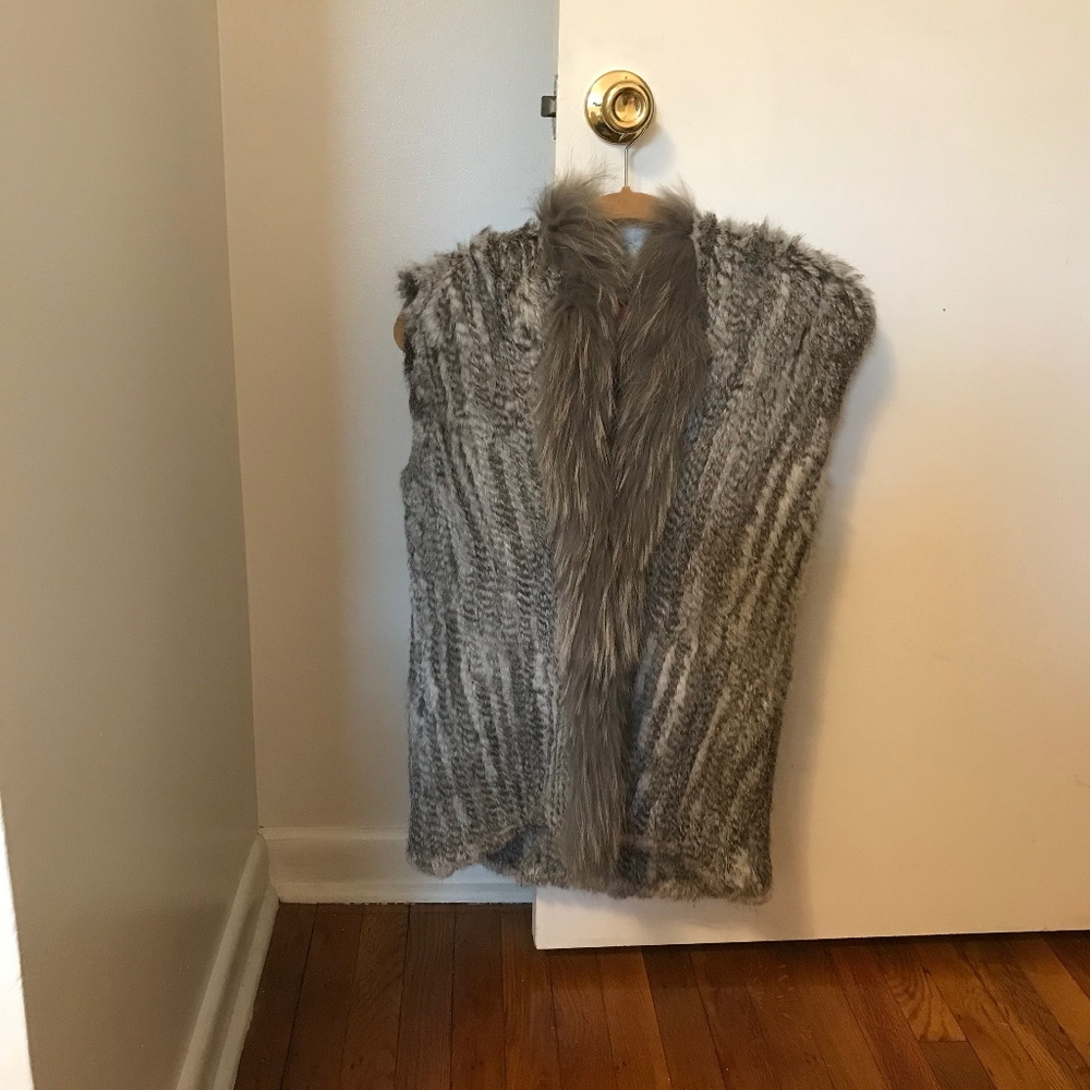 Pookie and Sebastian Rabbit and Raccoon Fur Vest with Hood Size Medium